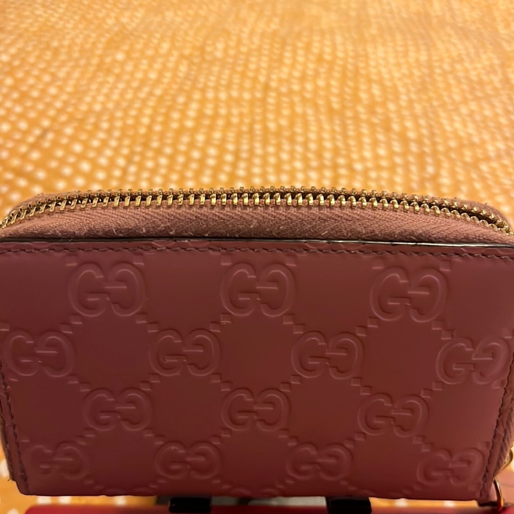 Gucci GG Logo Leather Coin Purse Pink wallet